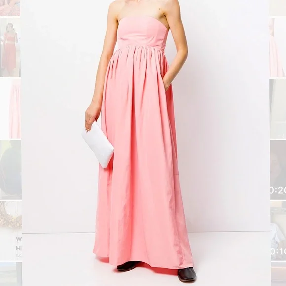 Tibi Taffeta Strapless Cocoon Dress - Pink